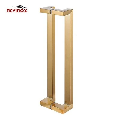 Heavy Duty Construction 316 Stainless Steel Square Double Curved Pull Handle For Frameless Office Door